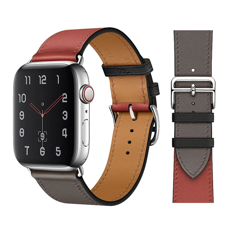 Genuine Leather Bracelet Strap For Apple Watch Band 45mm 49mm 41mm 44mm 42mm 40mm band iWatch Ultra/2 10 42/46mm 9 8 7 6 5 4 SE